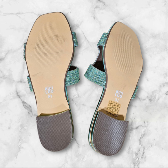 Bibi Lou Green Spongecake Sandals New - Picture 7 of 8